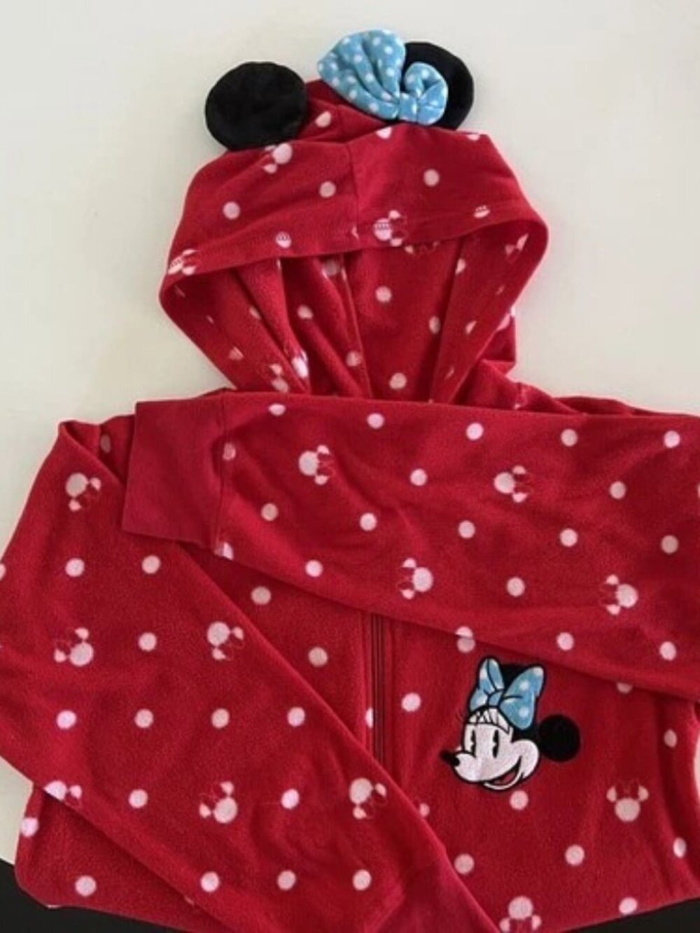 Minnie Mouse Footed Pajamas Womens S Red White Fleece